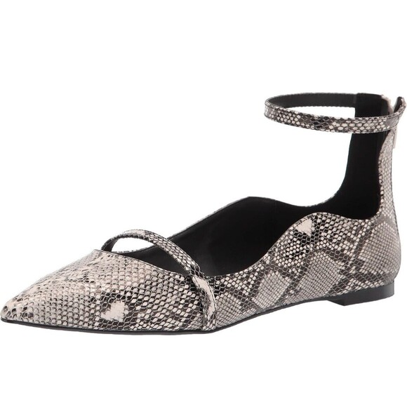 Rampage Blakely Flat Ballet Shoes Ankle Strap BW Snake Skin SZ 7 NWOB Preppy - Picture 9 of 10